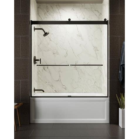 Reviews For Kohler Levity 56 60 In W X 62 In H Frameless Sliding Tub Door With Handles In