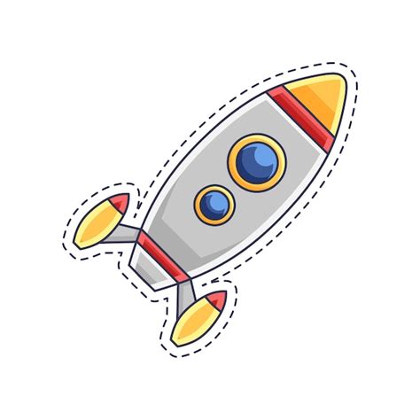 Premium Vector Cute Sticker Illustration Of Rocket And Spaceship Model 6