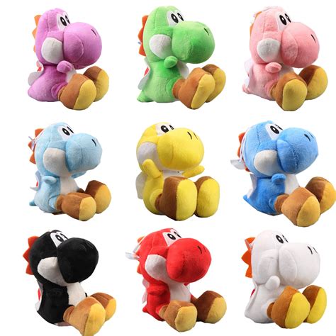 uiuoutoy Set of 9 Yoshi Plush Toys 6" Green Yoshi, Red Yoshi, White Yoshi, Purple Yoshi, Light ...