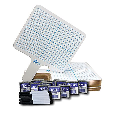 Flipside Two Sided Rectangular Dry Erase Graphing Paddles With Pens And