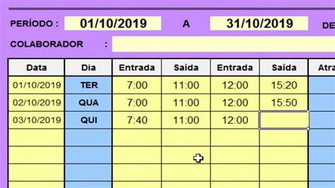 Planilha Para Controle De Horas Trabalhadas Youtube