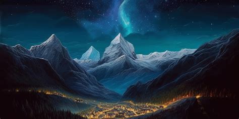 Premium AI Image | A starry night sky with a mountain in the background.