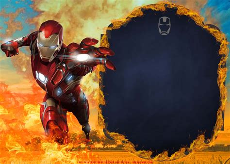 FREE Printable Iron Man In Flames Birthday Invitation Templates