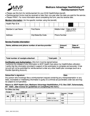 Fillable Online Mvp Reimbursement Form Fax Fax Email Print Pdffiller