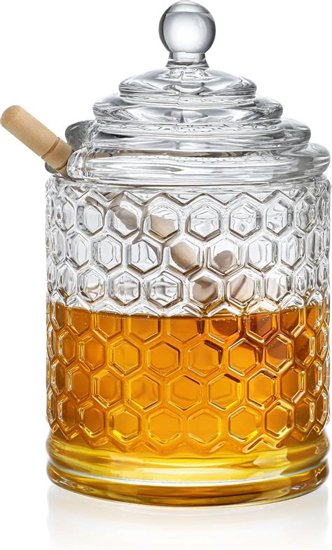 Amazon Kanpura Clear Crystal Honey Pot With Dipper And Lid Glass