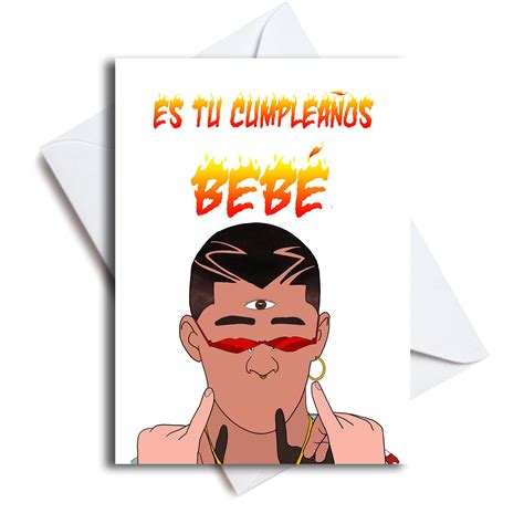 Bad Bunny Birthday Card Es Tu Cumplea Os Card Bad Bunny Etsy Uk