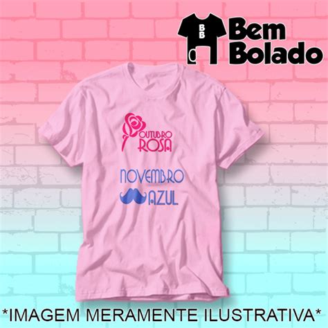 Camiseta Outubro Rosa E Novembro Azul Flor E Bigode Rosa Elo