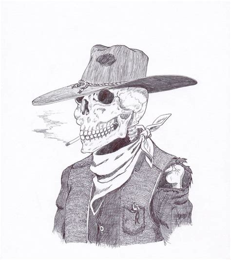 Cowboy Skull Tattoo Drawing Skeleton Drawings Cowboy Art Mexican