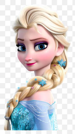 Frozen Elsa Princess Animated Girl With Elegant Blonde Braid PNG