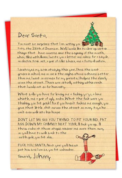 Dear Santa Naughty Christmas Letter Greeting Card