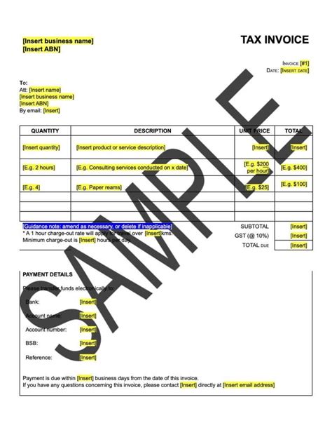 Australian Invoice Template Business Kitz