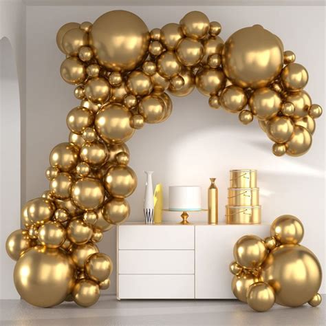 Metallic Gold Balloons - Thickened 86Pcs Chrome Gold Balloons Different ...