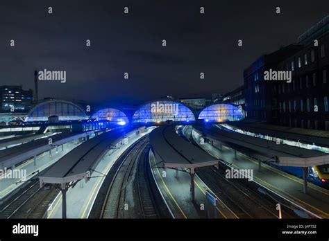 Train station, night view Stock Photo - Alamy