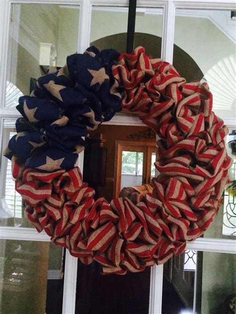 American Flag Burlap Wreath Wreath Crafts Flag Crafts Patriotic