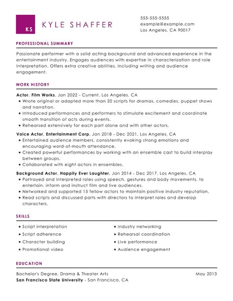 Acting Cv Examples Samples And Writing Guide For 2024