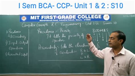 C PROGRAMMING BCA 1st SEM UNIT 1 2 S10 YouTube