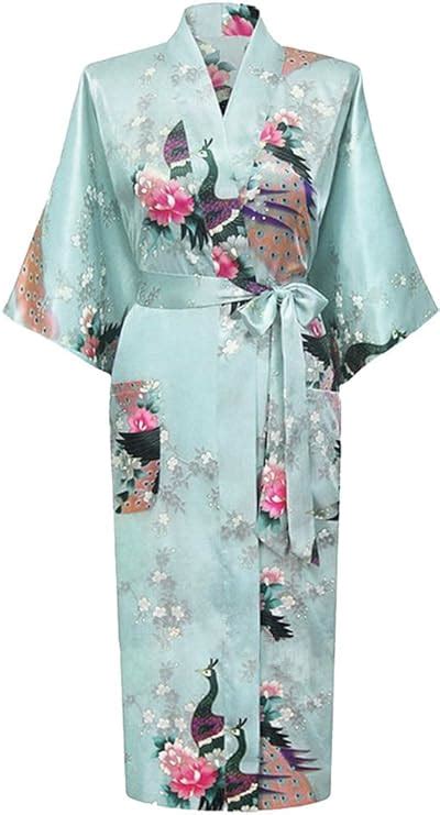 Honoursport Donna Accappatoi Peacock Kimono Lunghi Vestaglia Giapponese