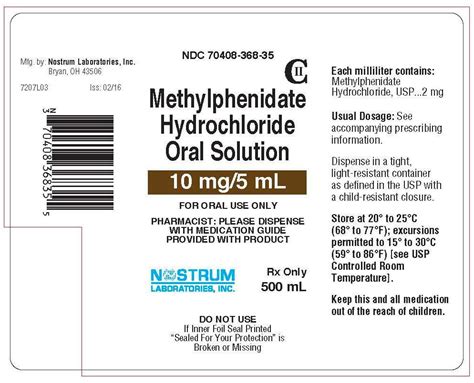 Methylphenidate Oral Solution Fda Prescribing Information Side