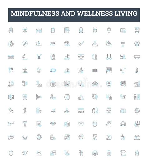 Mindfulness And Wellness Living Vector Line Icons Set Mindfulness