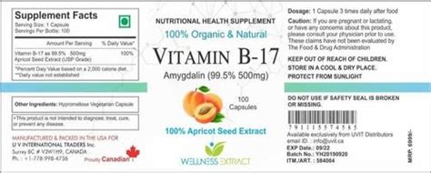 Vitamin B17 Amygdalin 99 5 500mg Apricot Kernel Extract Organic And Natural At ₹ 4499 Box In