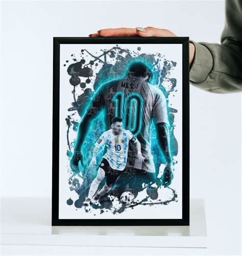 Quadro Messi Argentina Pintura A Moldura X Cm Elo