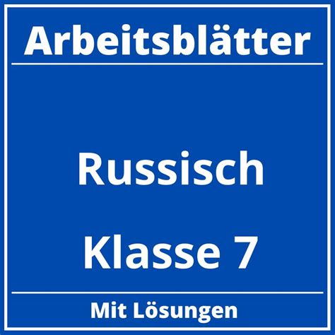 Arbeitsbl Tter Russisch Klasse Pdf