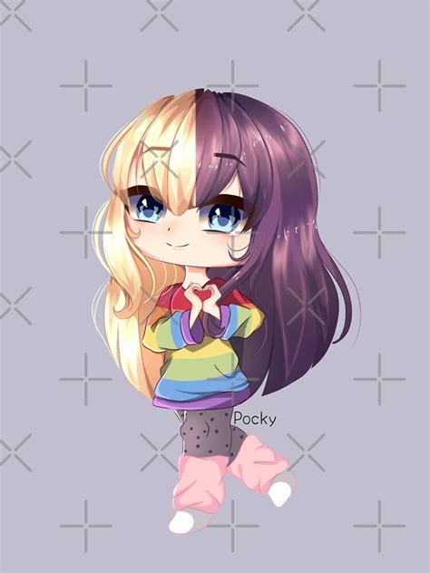 Gacha Life Gacha Girl With Blond And Brown Hair And Rainbow Sweater