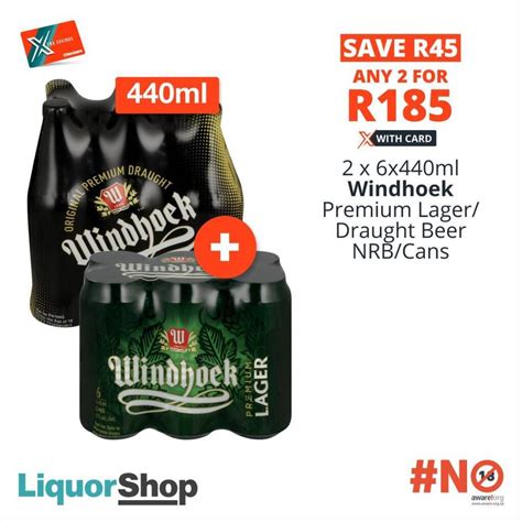 X X Ml Windhoek Premium Lager Draught Beer Nrb Cans Offer At Checkers