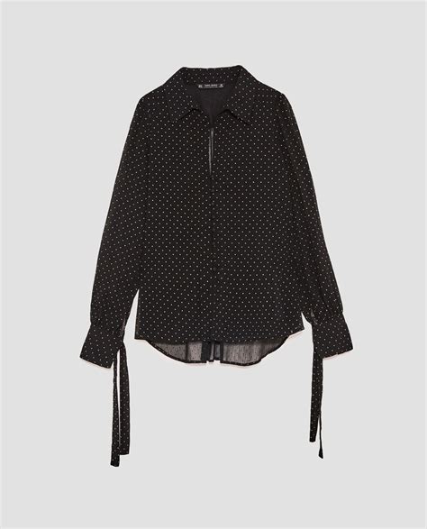 Image 8 Of DOTTED MESH BLOUSE WITH BOWS From Zara