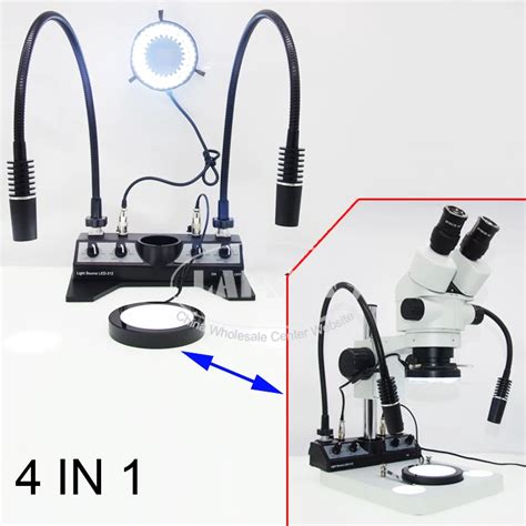 4 In 1 Led Microscope Illuminator Set Stage 80 Led Ring Light 2 Gooseneck Lamp 6w Bottom