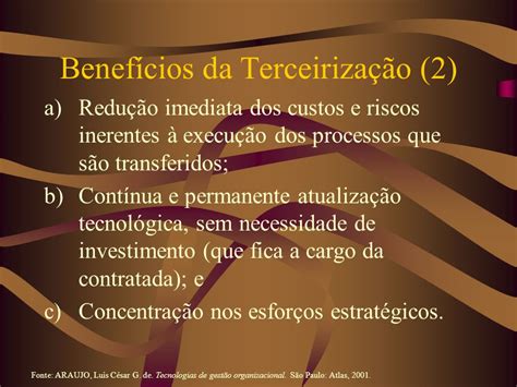 Terceiriza O Outsourcing Foco Nos Produtos E Nos Servi Os Ppt