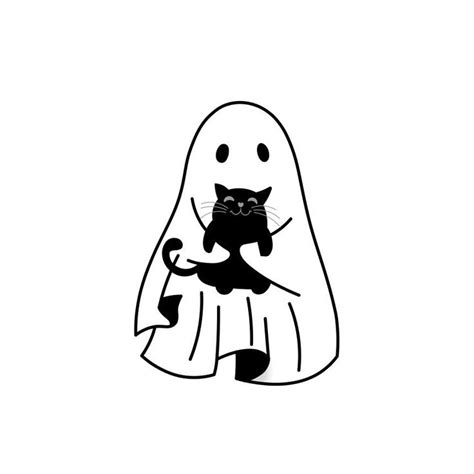 Ghost With Cat Png Cute Cat Halloween Design Halloween Ghost Cat Png