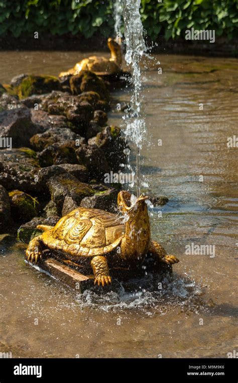 Fountains At Summer Palace Peterhof Palace St Petersburg Russia Stock