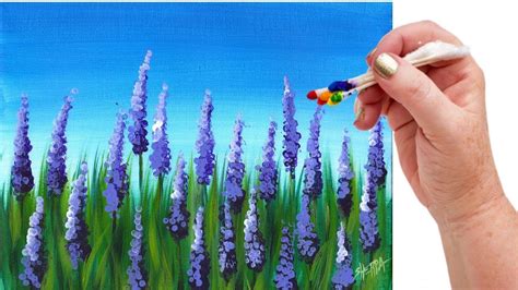 Easy How To Paint Lavender Flowers With Q Tips 🌺 Beginner Acrylic Step