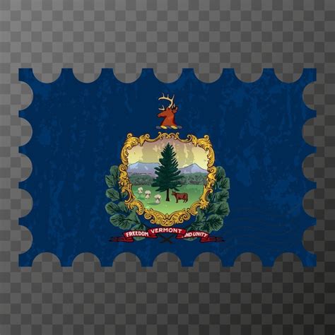 Sello Postal Con La Bandera Del Grunge Del Estado De Vermont