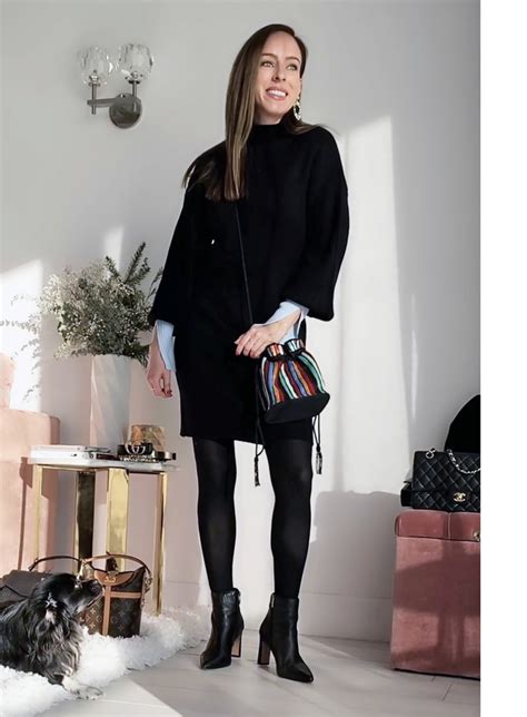 Sydne Style Shows How To Wear A Sweater Dress With Black Tights And