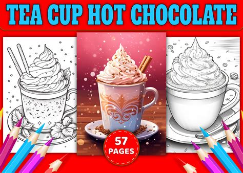 Tea Cup Hot Chocolate Coloring Pages Graphic By Simran Store Creative