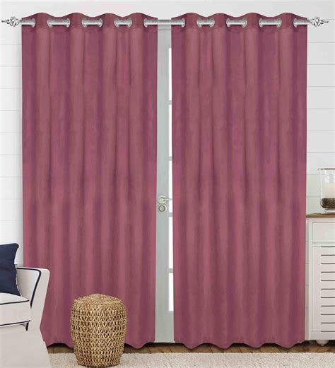 Buy Red Polyester Solid 7 Ft Light Filtering Eyelet Door Curtain At 37