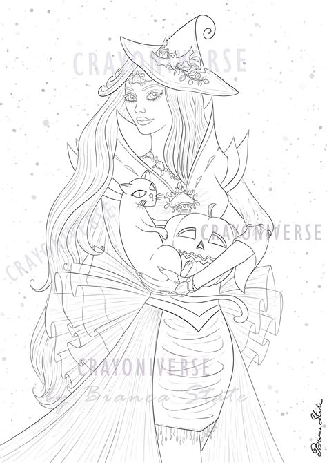 The Good Witch Coloring Page For Adults Instant Download Etsy