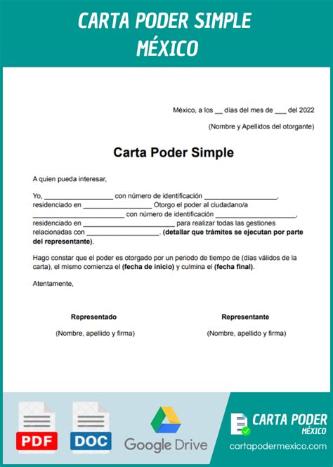 Carta Poder Simple Que Es Y Que Debe Contener Formato De Ejemplo Images