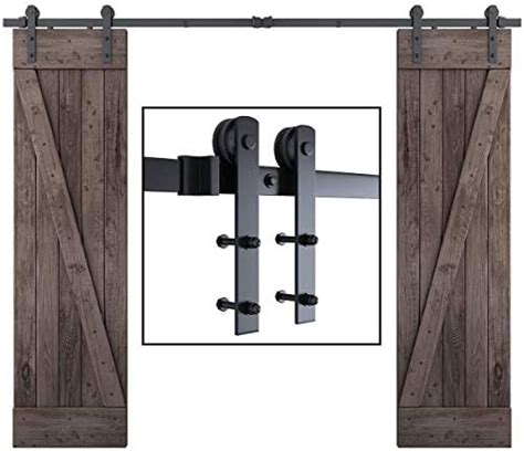 SMARTSTANDARD 9ft Heavy Duty Double Door Sliding Barn Door Hardware Kit