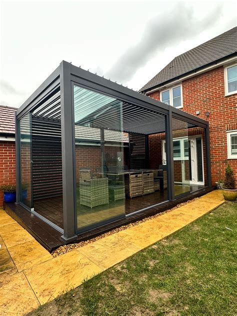 Nova Titan Aluminium Pergola M X M Rectangular Optional Glass Sliding