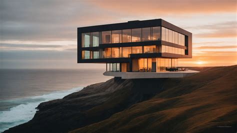 Wallpaper Modern House Sunset Ocean Architecture 25569