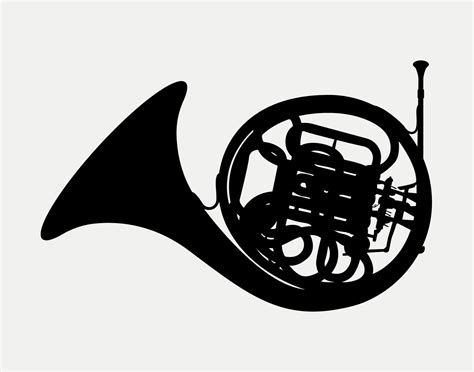 French Horn Silhouette, Horn Brass musical instrument 11511582 Vector ...