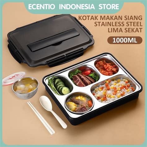 Jual Ecentio Lunch Box Stainless Kotak Makan Sekat Tahan Panas Dan