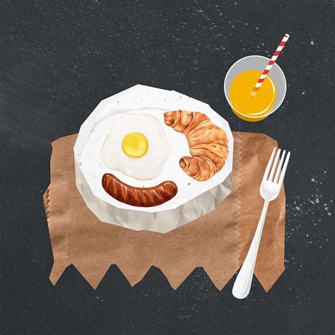 Cute breakfast plate, collage element | Premium Photo Illustration ...