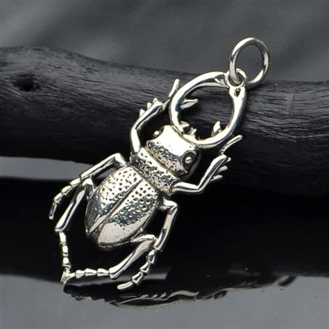 Sterling Silver Beetle Charm. Stag Beetle Charm. 925 Solid Sterling