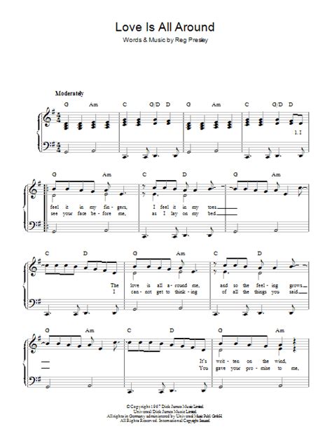 Love Is All Around By The Troggs Sheet Music For Piano Solo At Sheet