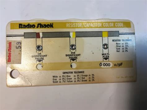 RADIO SHACK RESISTOR/CAPACITOR Inductor Color Code 271-1200 Engineering ...