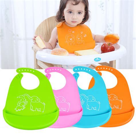 Silicone Baby Eating Bib Children Adjustable Large Boy Girl Saliva